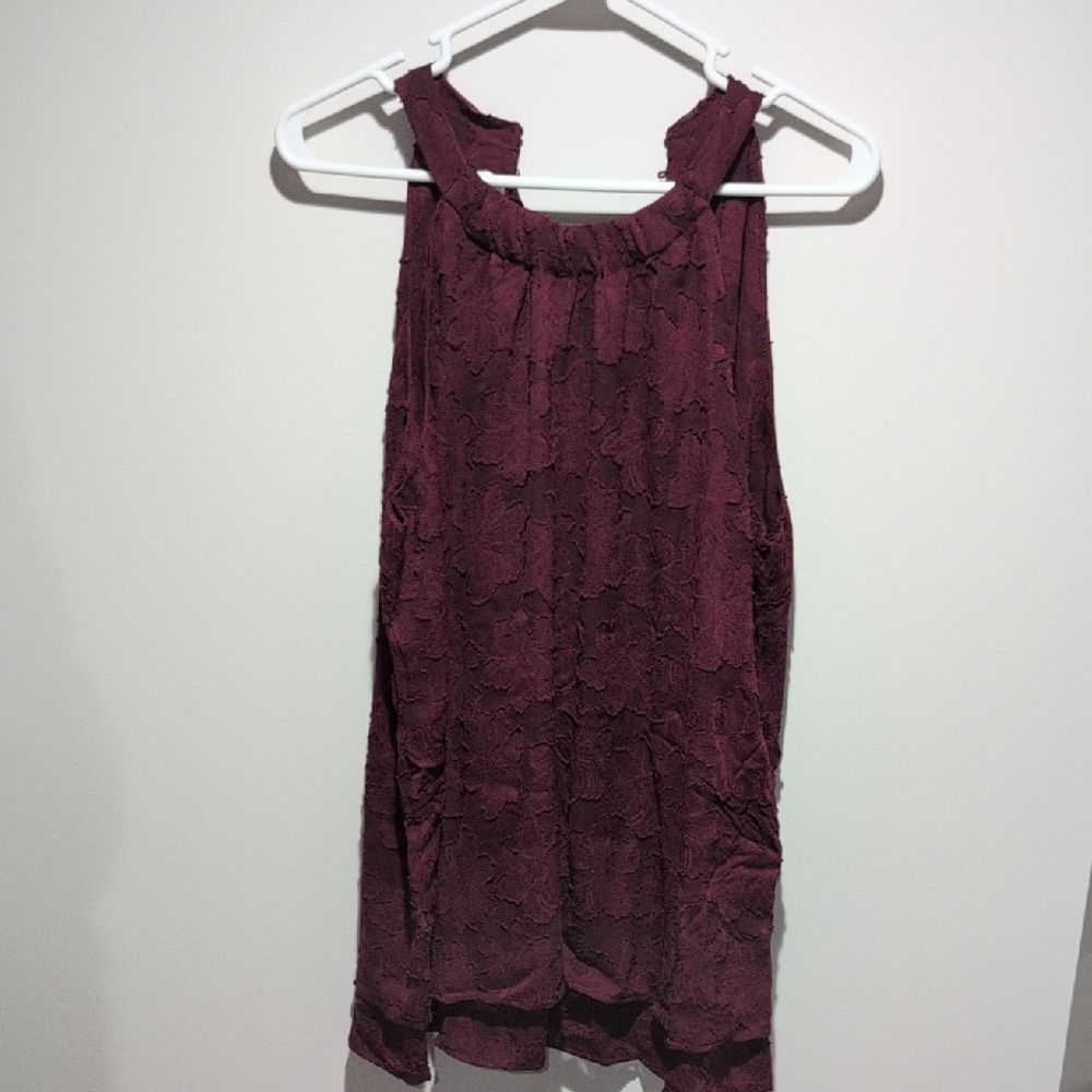 Maurices Lace-Texture Sleeveless Tank - Wine